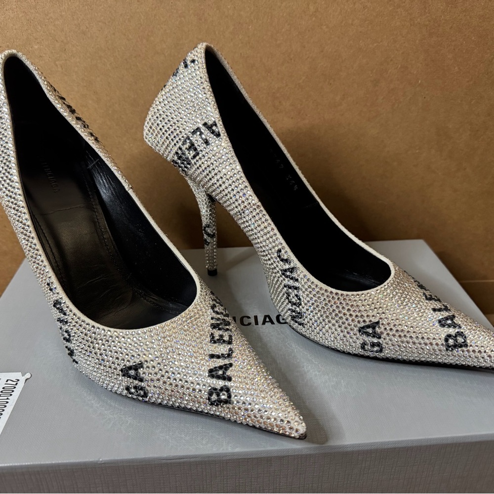 Balenciaga Glittering Silver and Black Heels